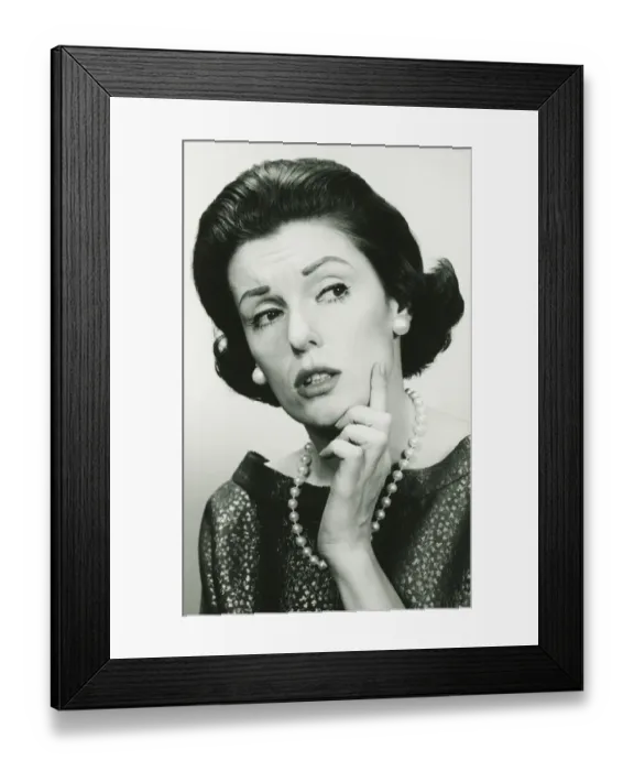 Framed Print : Elegant woman, pondering, (B&W), (Portrait) Framed Print : Elegant woman, pondering, (B&W), (Portrait)