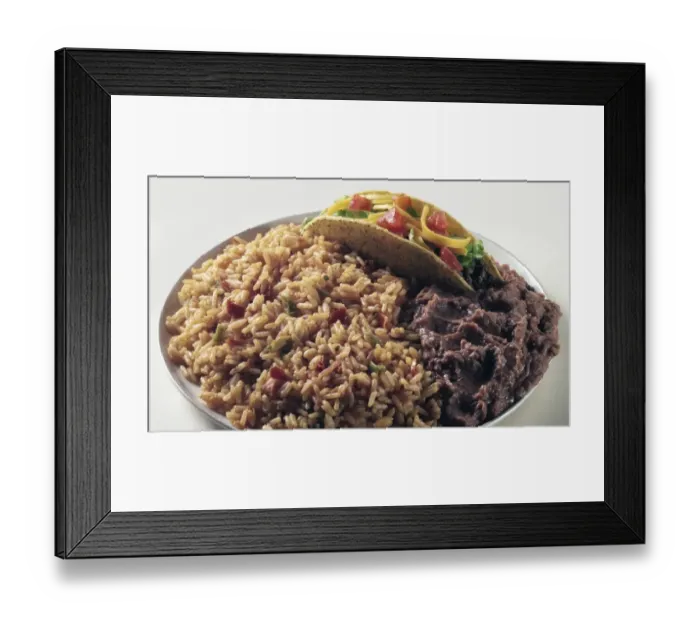 Framed Print : A Taco With Rice And Beans