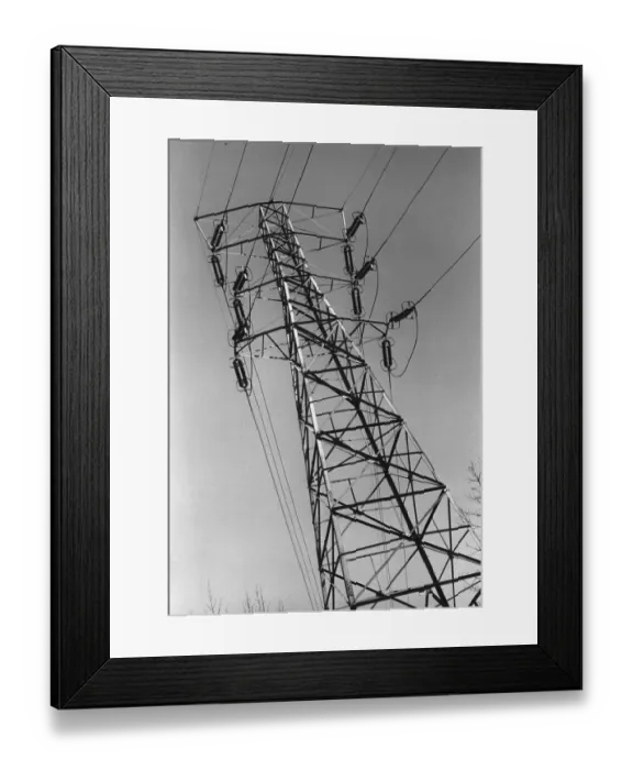Framed Print : Electricity pylon, low angle view Framed Print : Electricity pylon, low angle view