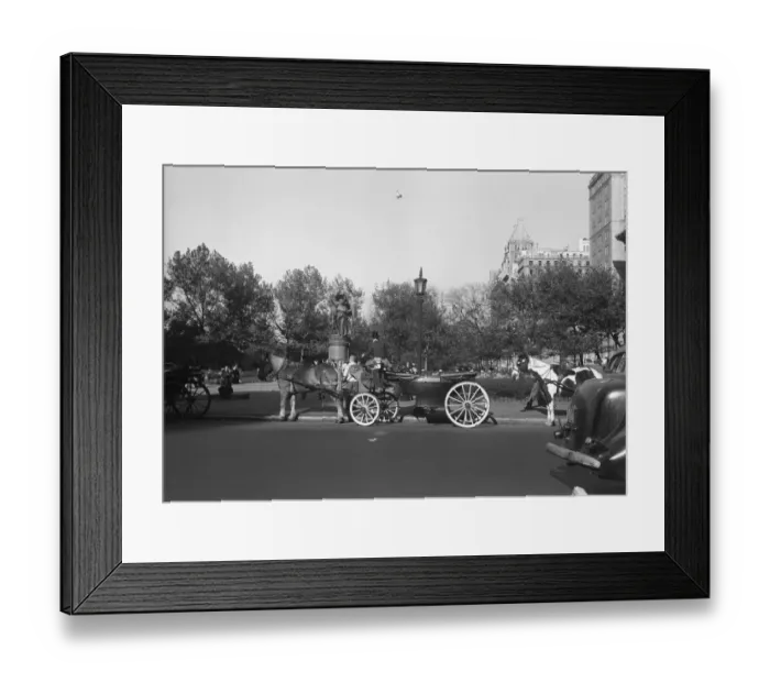 Framed Print : Horse and carriages in street