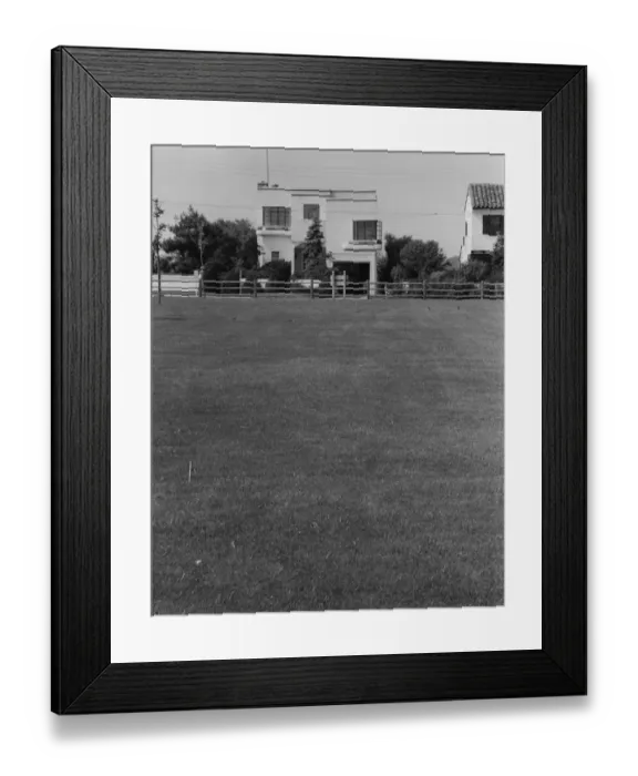 Framed Print : Field in front of house Framed Print : Field in front of house