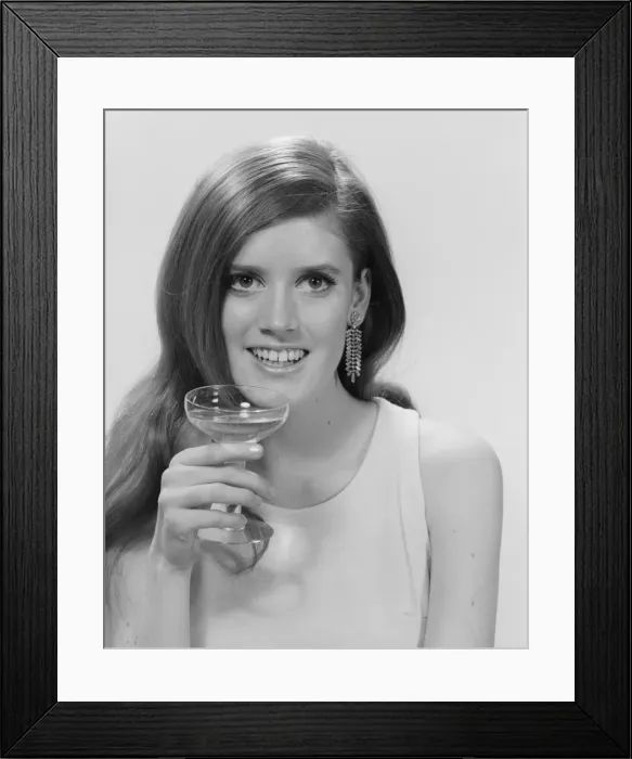 Framed Print : Portrait of young woman with wineglass Framed Print : Portrait of young woman with wineglass