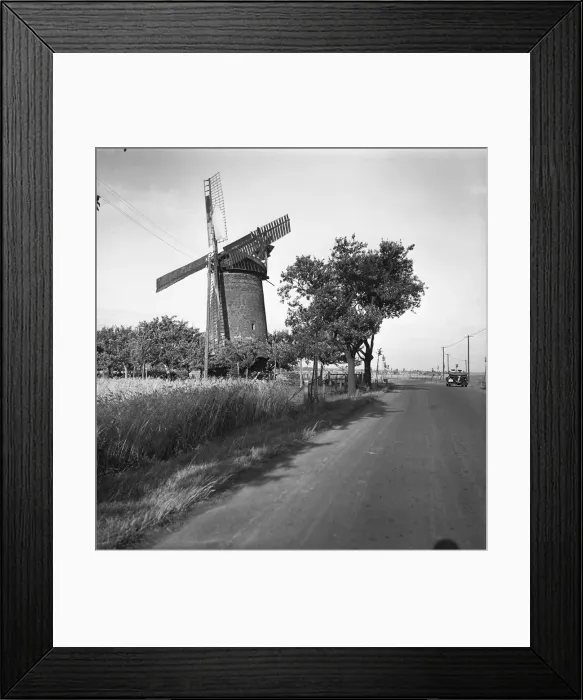Framed Print : Country road and traditional windmill Framed Print : Country road and traditional windmill
