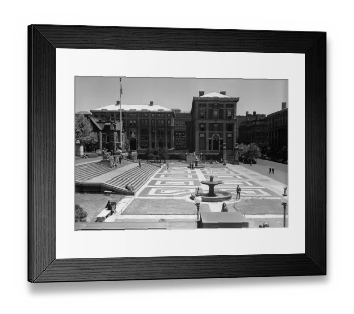 Framed Print : Urban scene with fountain on square Framed Print : Urban scene with fountain on square