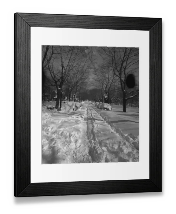 Framed Print : Snowy residential street