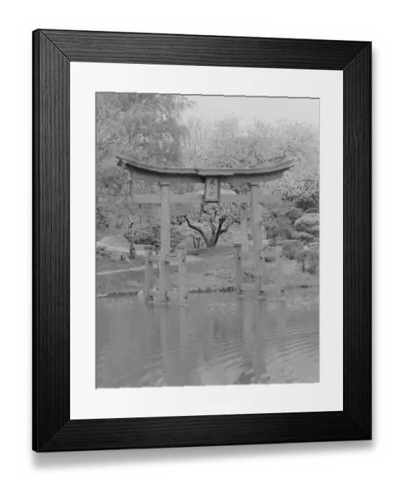 Framed Print : Wooden pagoda structure in lake Framed Print : Wooden pagoda structure in lake
