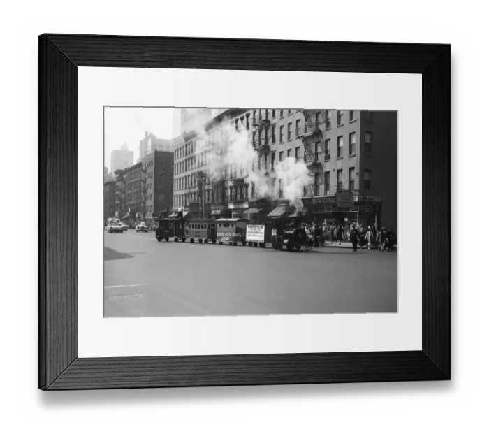 Framed Print : Urban scene with small steam train Framed Print : Urban scene with small steam train