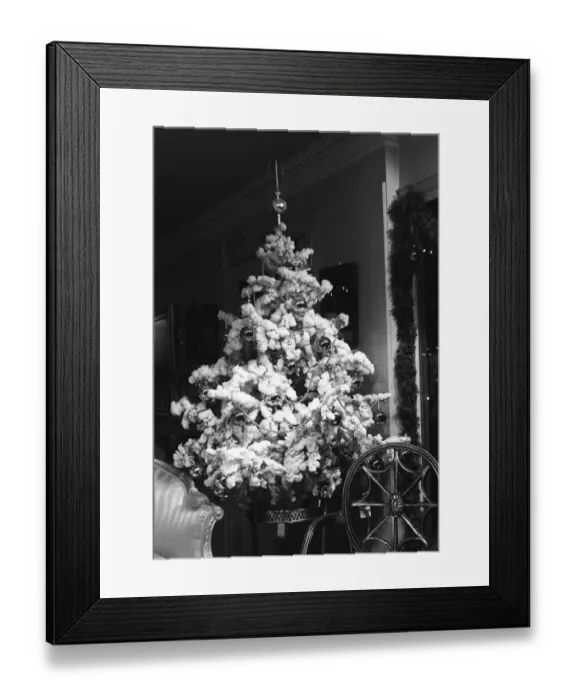 Framed Print : White christmas tree, house interior Framed Print : White christmas tree, house interior