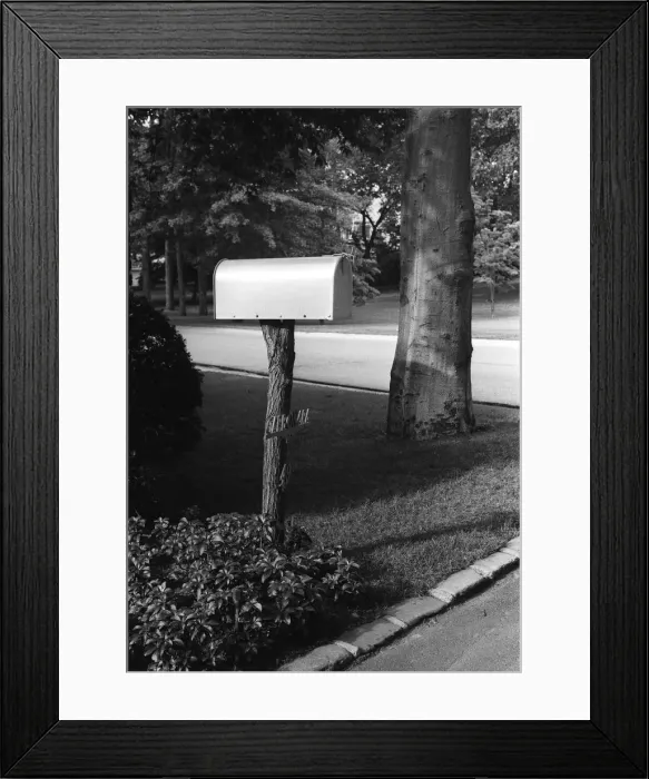 Framed Print : Mailbox on wooden post Framed Print : Mailbox on wooden post