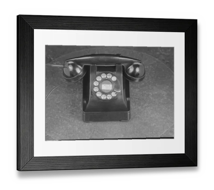 Framed Print : Black telephone