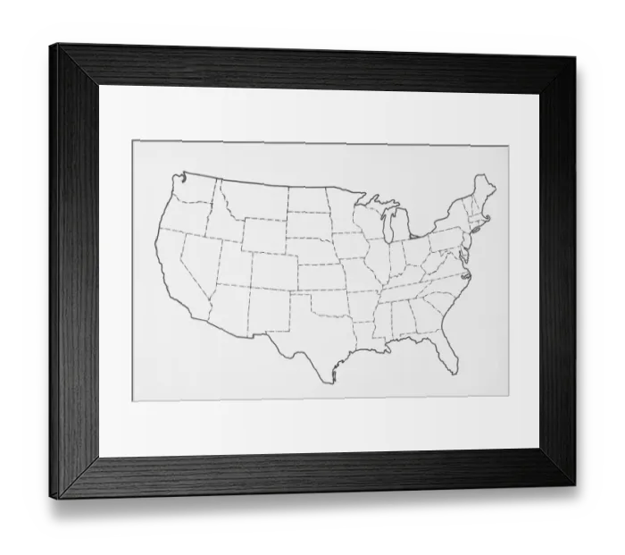 Framed Print : Outline of USA Framed Print : Outline of USA