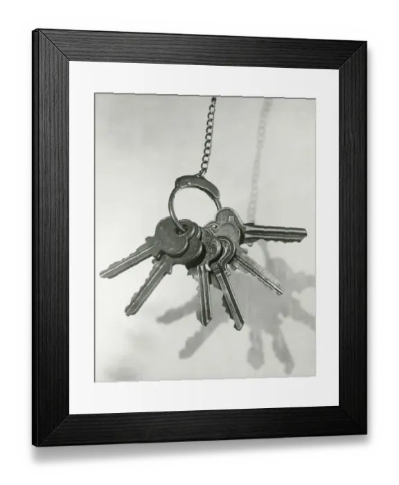 Framed Print : Bunch of keys on chain Framed Print : Bunch of keys on chain