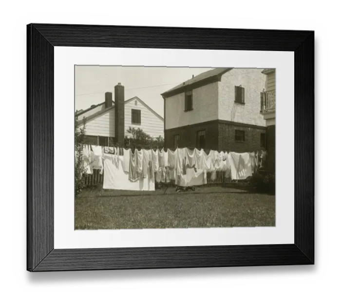 Framed Print : Washing line outside houses Framed Print : Washing line outside houses