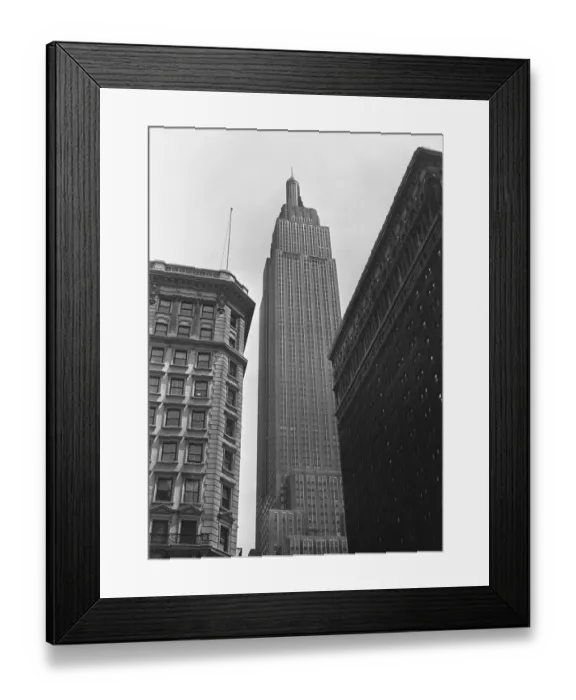 Framed Print : Empire State Building, New York City, USA, (B&W), low angle view