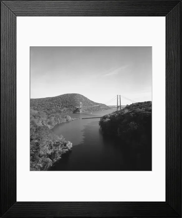 Framed Print : Iron bridge over river, (B&W) Framed Print : Iron bridge over river, (B&W)