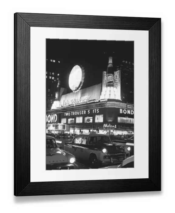 Framed Print : Cars parked in front of recreational bar at night, (B&W) Framed Print : Cars parked in front of recreational bar at night, (B&W)