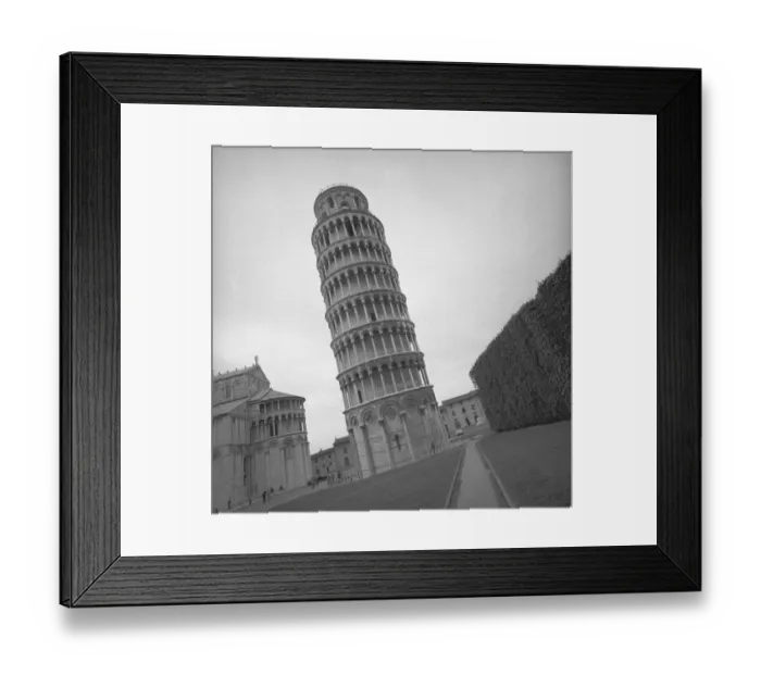 Framed Print : Leaning Tower in Pisa, Ialy, (B&W) Framed Print : Leaning Tower in Pisa, Ialy, (B&W)