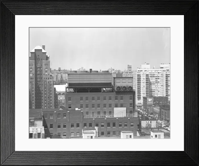 Framed Print : Apartment buildings, (B&W), elevated view Framed Print : Apartment buildings, (B&W), elevated view