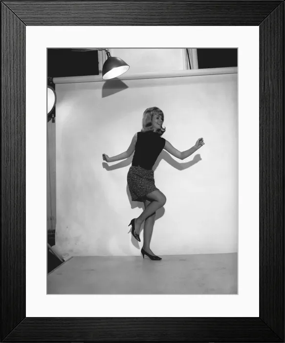 Framed Print : Woman dancing in studio, (B&W) Framed Print : Woman dancing in studio, (B&W)