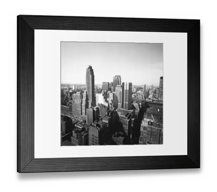 Framed Print : Cityscape, (B&W), elevated view Framed Print : Cityscape, (B&W), elevated view