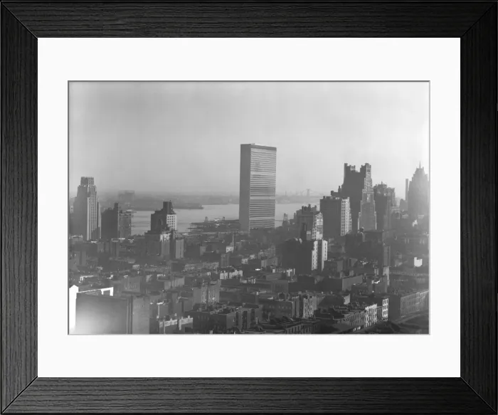 Framed Print : Cityscape, (B&W), elevated view