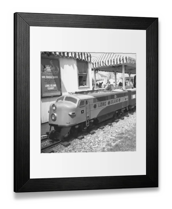 Framed Print : Model train locomotive, outdoors Framed Print : Model train locomotive, outdoors