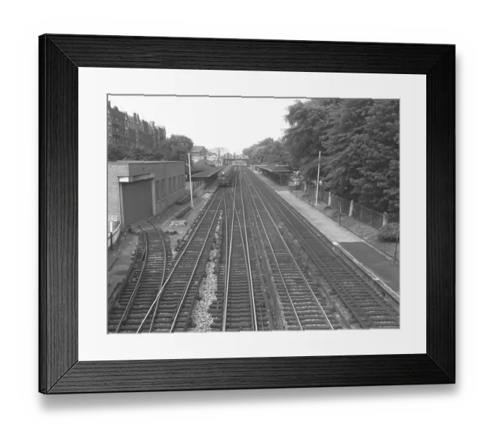 Framed Print : Shunting yard, (B&W), elevated view Framed Print : Shunting yard, (B&W), elevated view