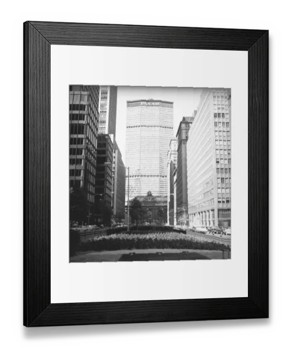 Framed Print : Office buildings in american city, (B&W) Framed Print : Office buildings in american city, (B&W)