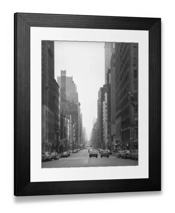 Framed Print : Cars riding on street of american city, (B&W) Framed Print : Cars riding on street of american city, (B&W)
