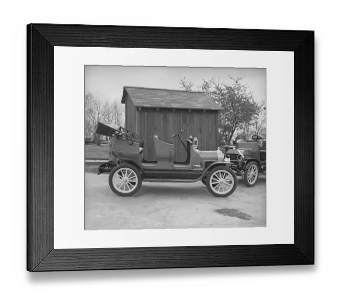 Framed Print : Vintage convertible cars by shack, (B&W) Framed Print : Vintage convertible cars by shack, (B&W)