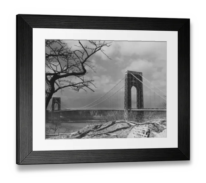 Framed Print : Suspension bridge view (B&W) Framed Print : Suspension bridge view (B&W)