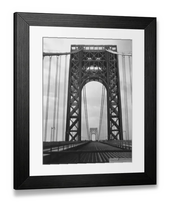 Framed Print : Iron suspension bridge (B&W)