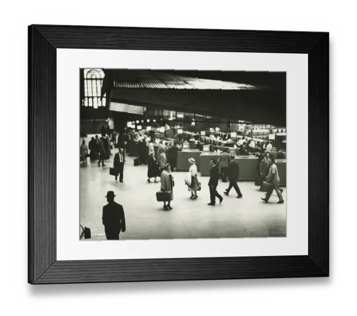 Framed Print : People on Penn Station, New York City, (B&W)