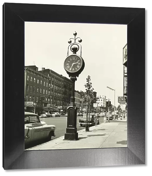 Large street clock, New York City, (B&W)