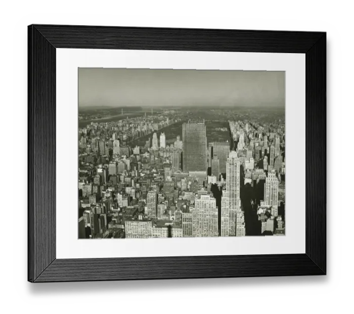 Framed Print : New York City, (B&W), (Aerial view)