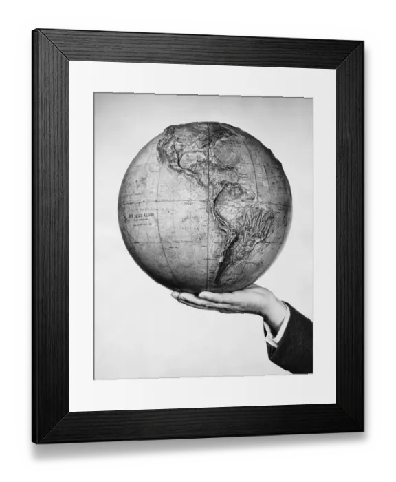 Framed Print : Hand holding globe Framed Print : Hand holding globe