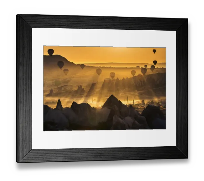 Framed Print : Hot air balloon flying over Cappadocia Framed Print : Hot air balloon flying over Cappadocia