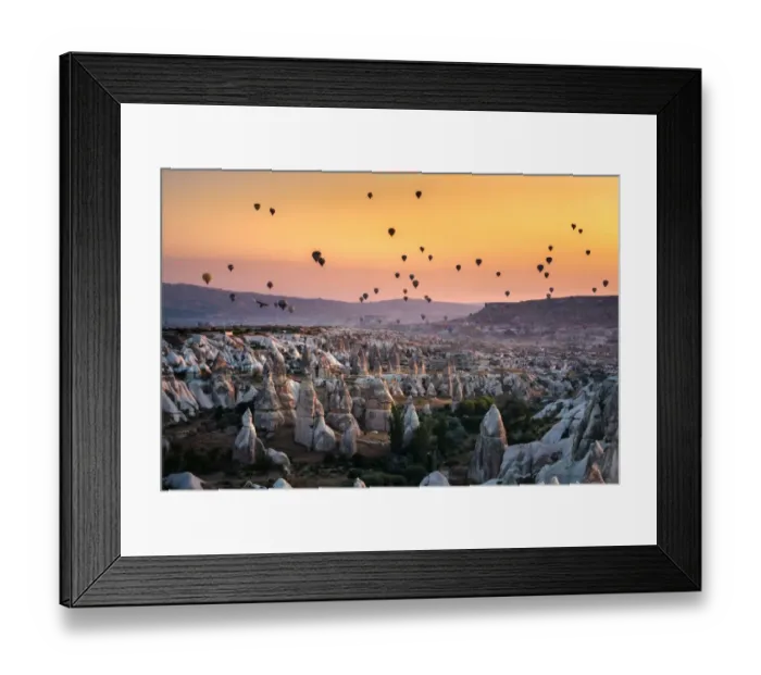 Framed Print : Hot air balloon flying over Cappadocia Framed Print : Hot air balloon flying over Cappadocia
