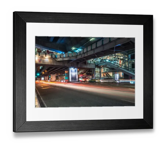 Framed Print : Light traffic road in bangkok