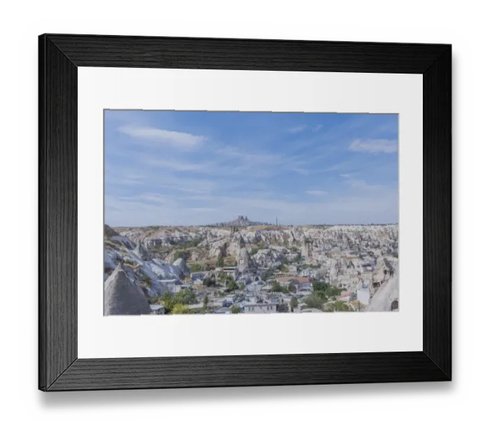 Framed Print : Ancient town and a castle of Uchisar dug from a mountains