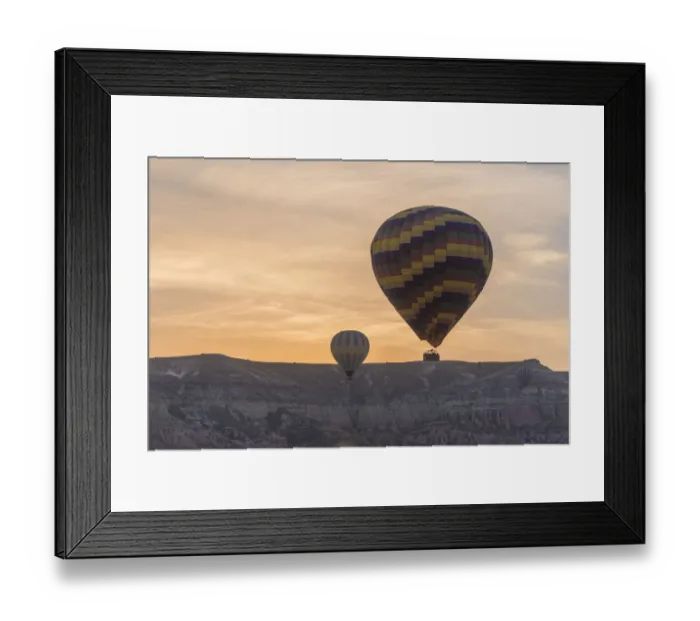 Framed Print : Hot air balloon flying sunset, Cappadocia, Turkey Framed Print : Hot air balloon flying sunset, Cappadocia, Turkey