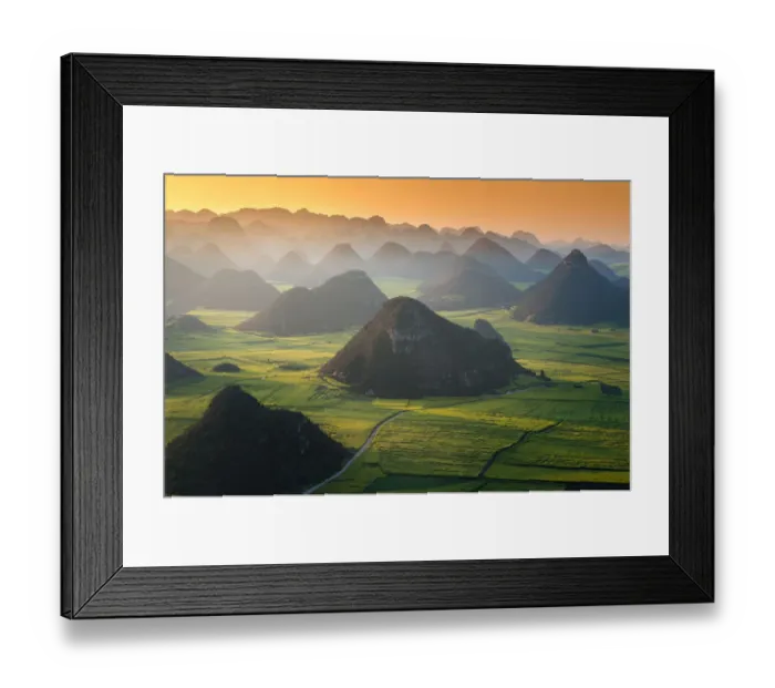 Framed Print : Beautiful sunset over Luoping, China