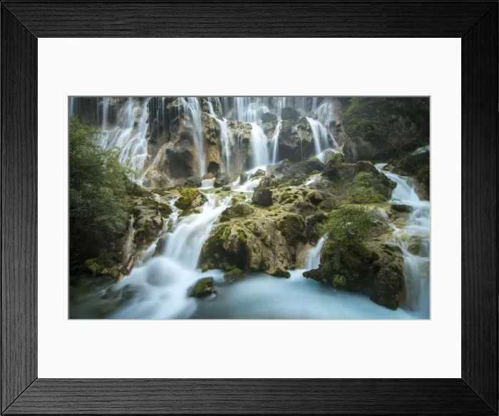 Framed Print : Waterfall in Jiuzhaigou Framed Print : Waterfall in Jiuzhaigou