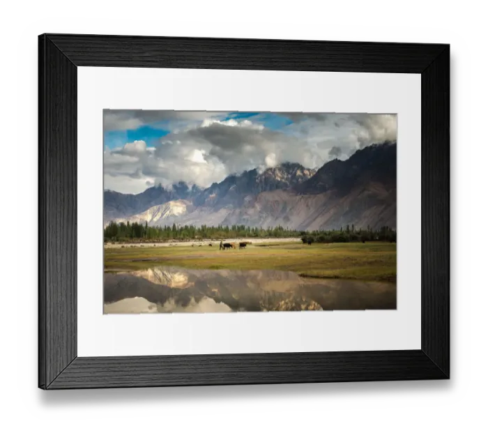Framed Print : Reflection lake in nubra valley, India Framed Print : Reflection lake in nubra valley, India