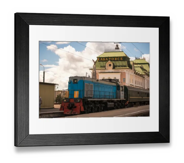 Framed Print : Trans-Siberian railway in Krabarovsk, Russia, Eur Framed Print : Trans-Siberian railway in Krabarovsk, Russia, Eur