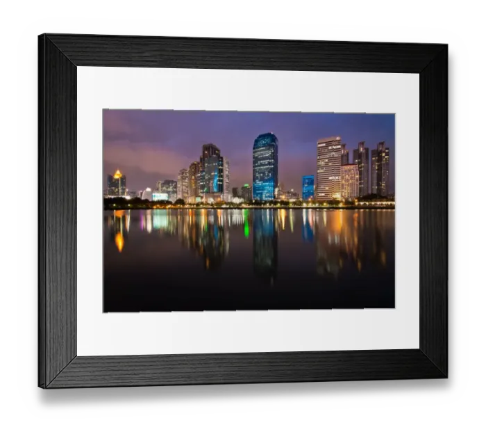 Framed Print : Bangkok city downtown at night with reflection Framed Print : Bangkok city downtown at night with reflection