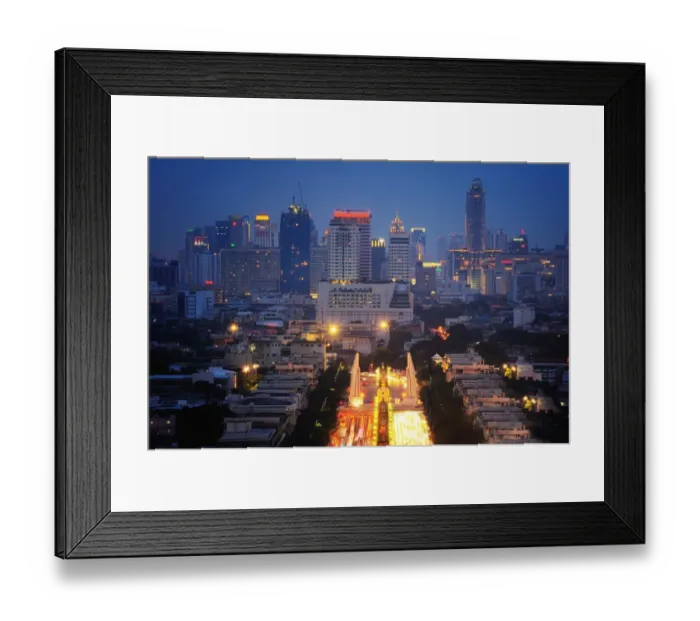 Framed Print : Ratchadamnoen Road and Democracy Monument with Ban Framed Print : Ratchadamnoen Road and Democracy Monument with Ban