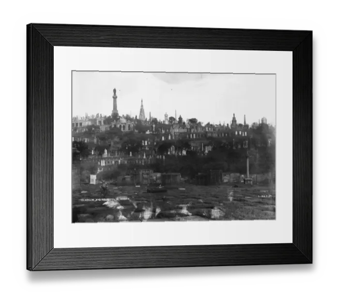 Framed Print : Graveyard. circa 1890: The Necropolis graveyard in Glasgow Framed Print : Graveyard. circa 1890: The Necropolis graveyard in Glasgow
