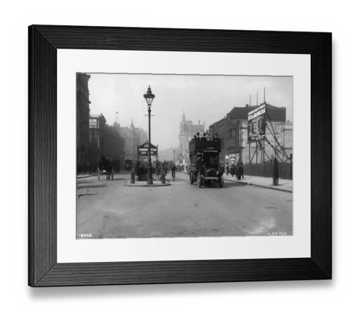 Framed Print : Kingsway. 1906: A view of Kingsway, London, in 1906, showing a motor bus Framed Print : Kingsway. 1906: A view of Kingsway, London, in 1906, showing a motor bus