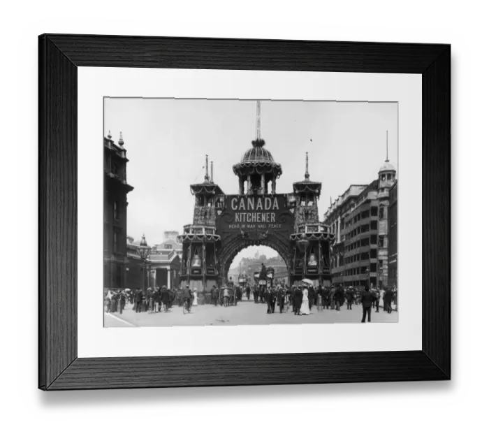 Framed Print : Boer War. 1902: The Canada Arch is redecorated to commemorate Lord Kitcheners return Framed Print : Boer War. 1902: The Canada Arch is redecorated to commemorate Lord Kitcheners return
